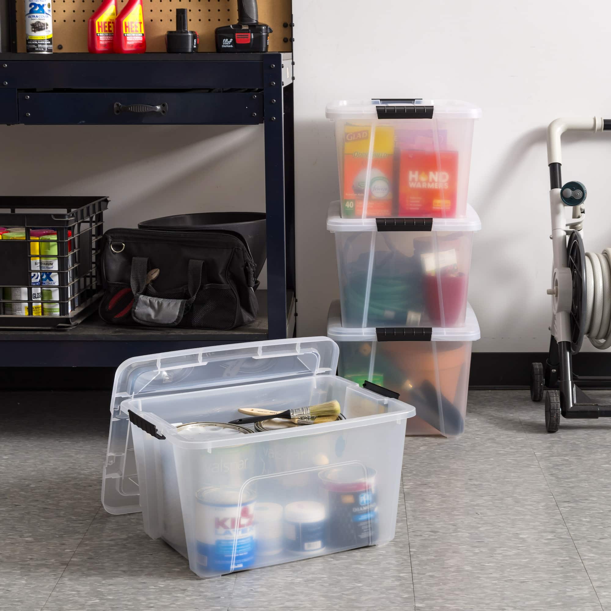 IRIS® 32qt. Buckled Clear Boxes with Clear Buckle Lids, 4ct.